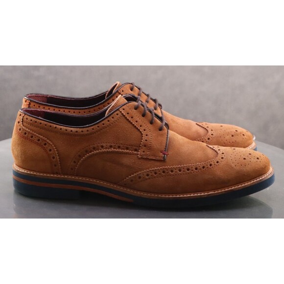 Ted Baker Men's Wingtip Oxfords Dress Shoes Size 11 Suede Tan - Picture 4 of 11
